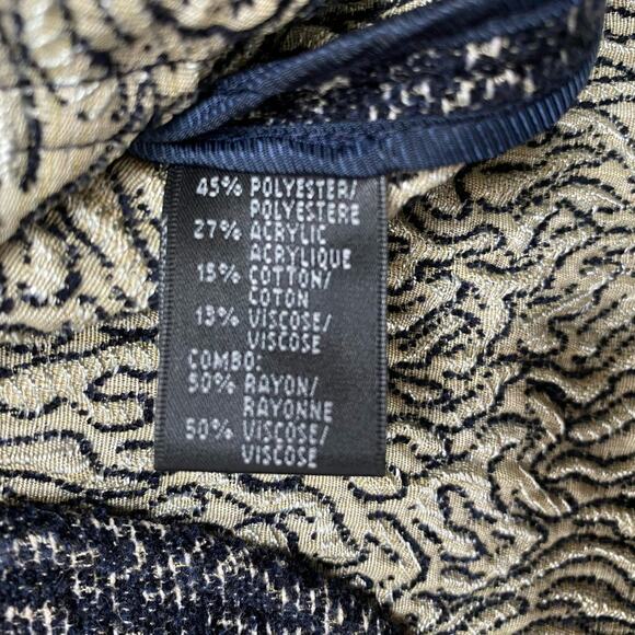 LAFAYETTE 148 Paisley Swirl Blue White Blazer Jacket Size 12 Unlined Tapestry - Picture 7 of 10